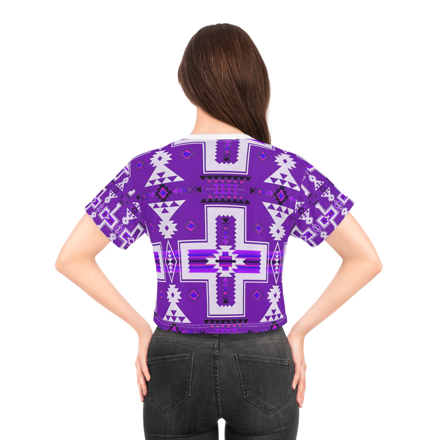 Purple native print Crop Tee (AOP)
