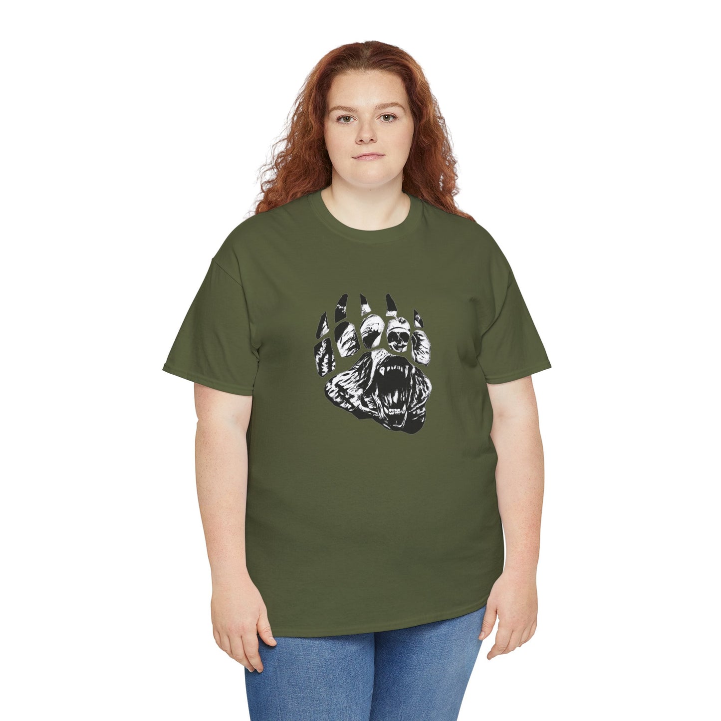 Bear face in bear paw Unisex Heavy Cotton Tee