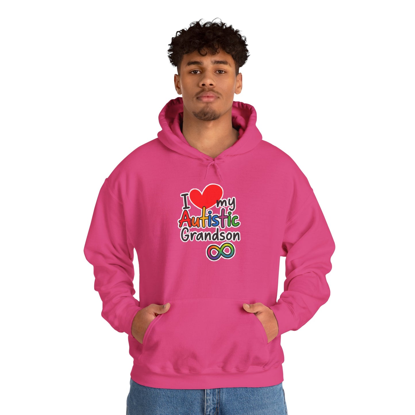Autistic Grandson Hoodie — "I  LOVE My Autistic Grandson" Colorful Puzzle Infinity Design
