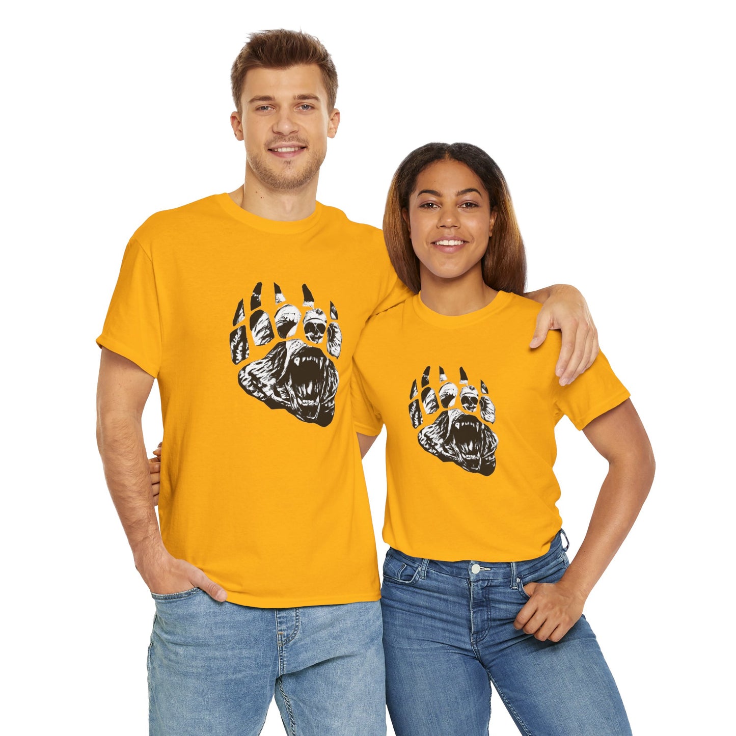 Bear face in bear paw Unisex Heavy Cotton Tee