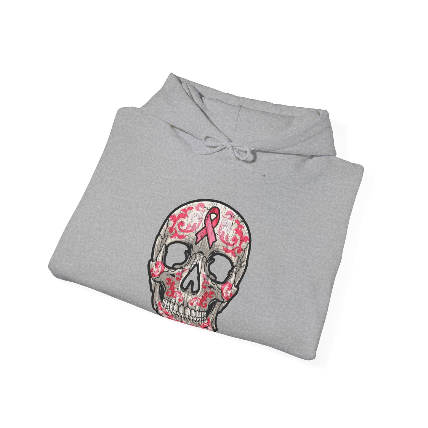 Breast Cancer Awareness Skull Hoodie - Perfect for Support, Gifts, Halloween, Breast Cancer Awareness, Casual Wear