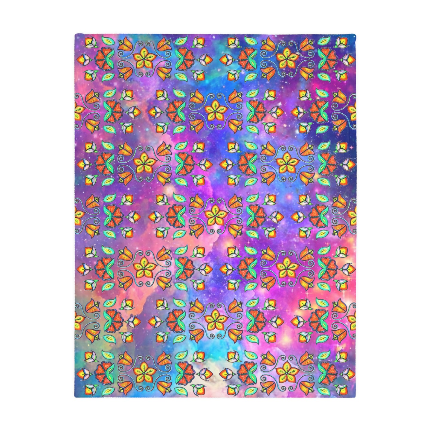 Dreamcatcher/floral design Velveteen Microfiber Blanket (Two-sided print)