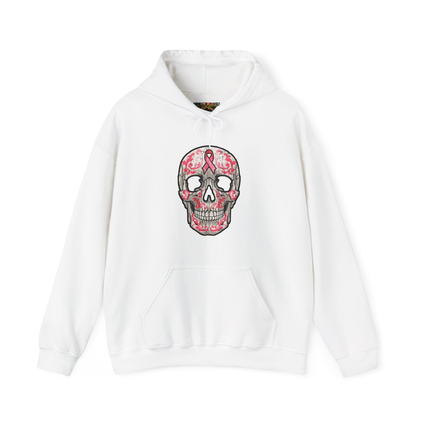 Breast Cancer Awareness Skull Hoodie - Perfect for Support, Gifts, Halloween, Breast Cancer Awareness, Casual Wear