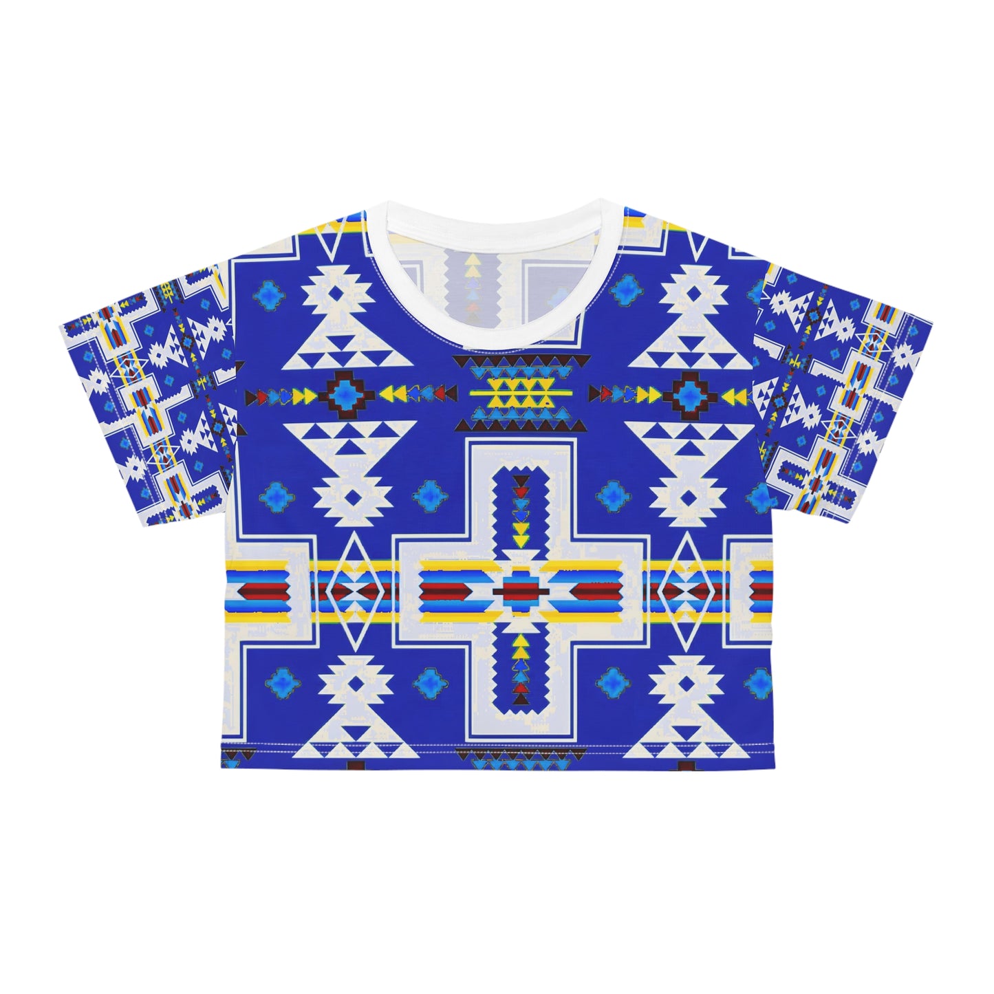 Blue native print Crop Tee (AOP)
