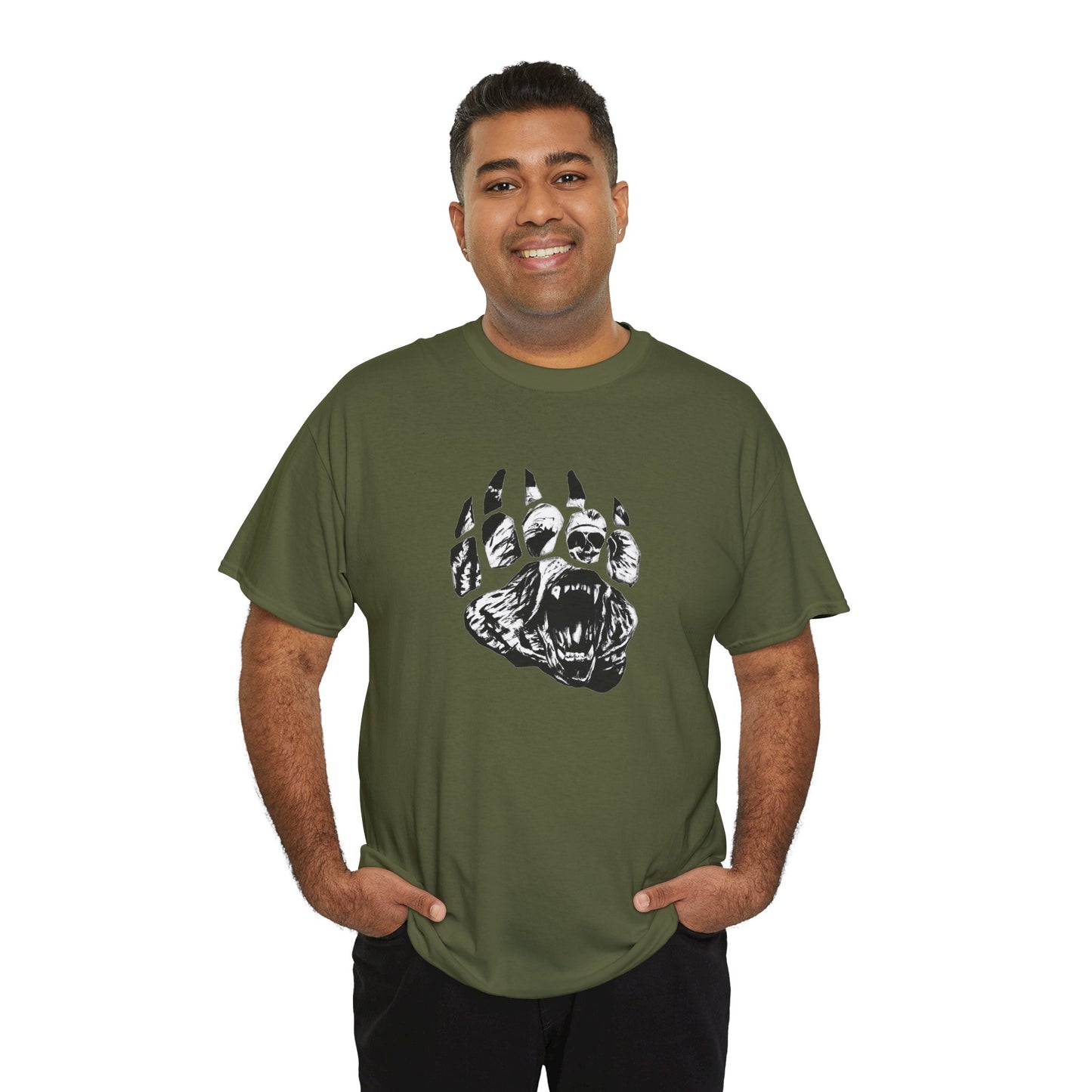 Bear face in bear paw Unisex Heavy Cotton Tee
