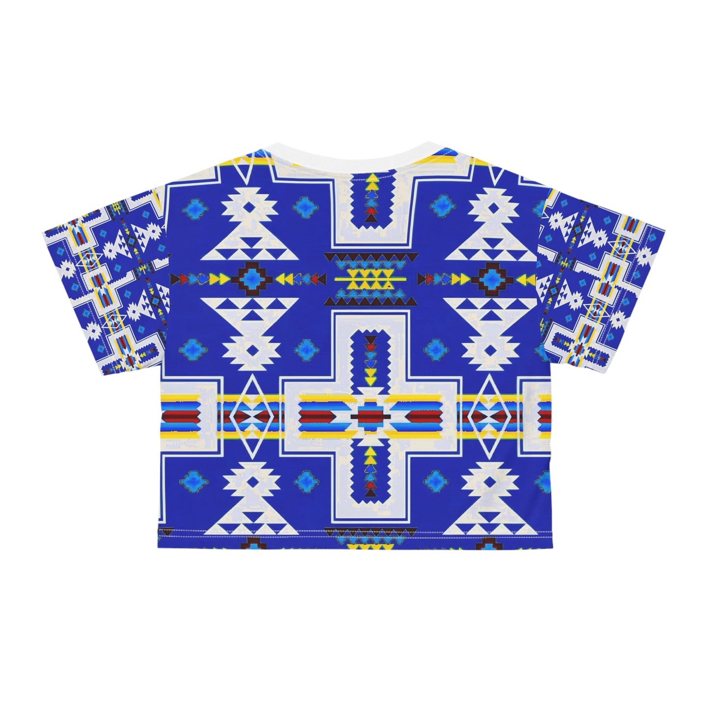 Blue native print Crop Tee (AOP)