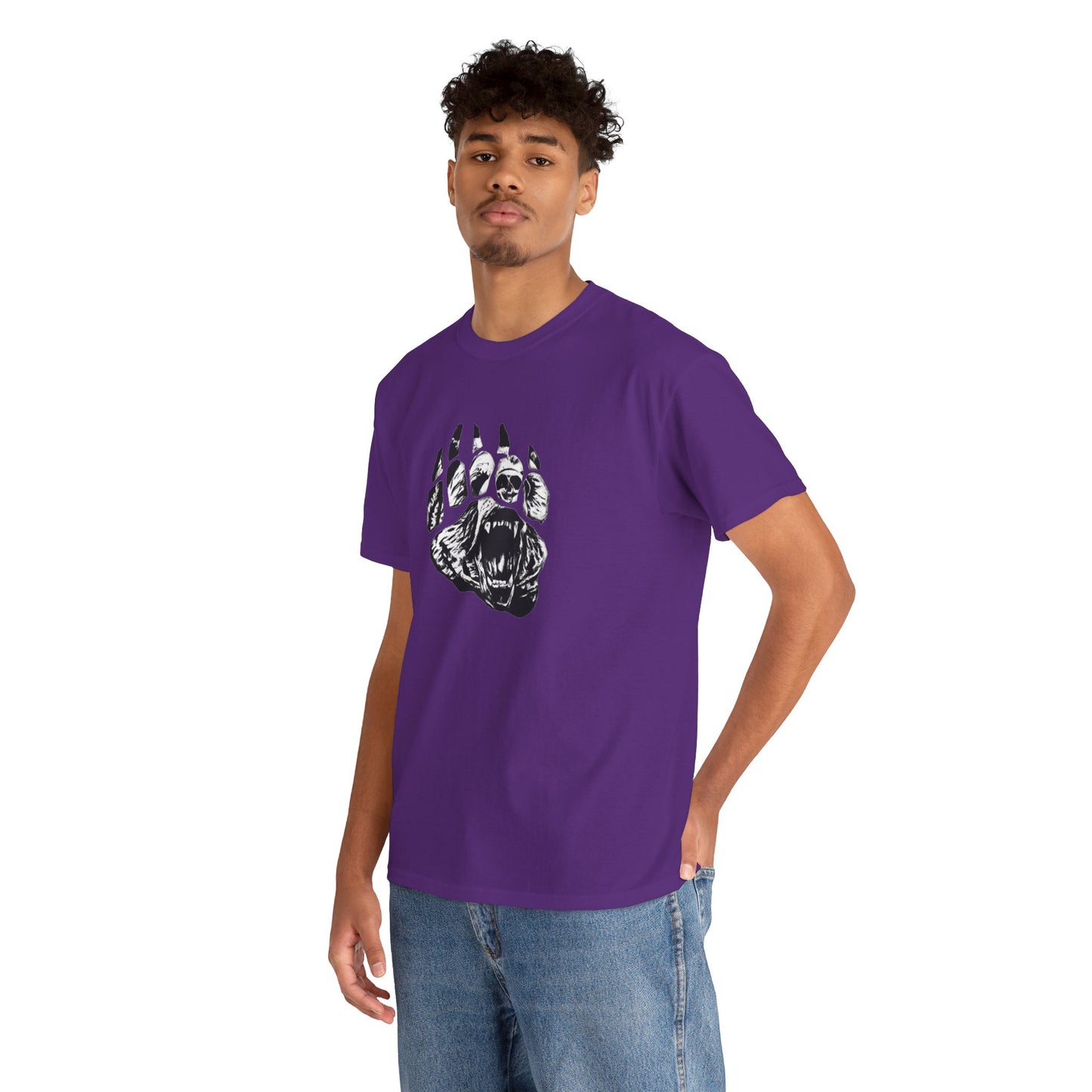Bear face in bear paw Unisex Heavy Cotton Tee