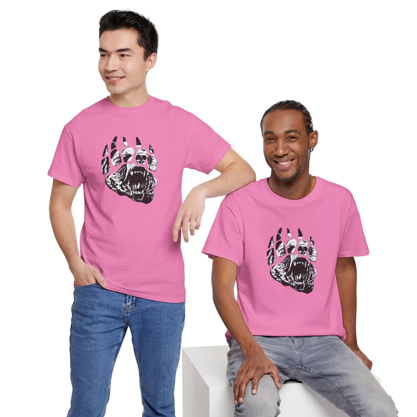 Bear face in bear paw Unisex Heavy Cotton Tee