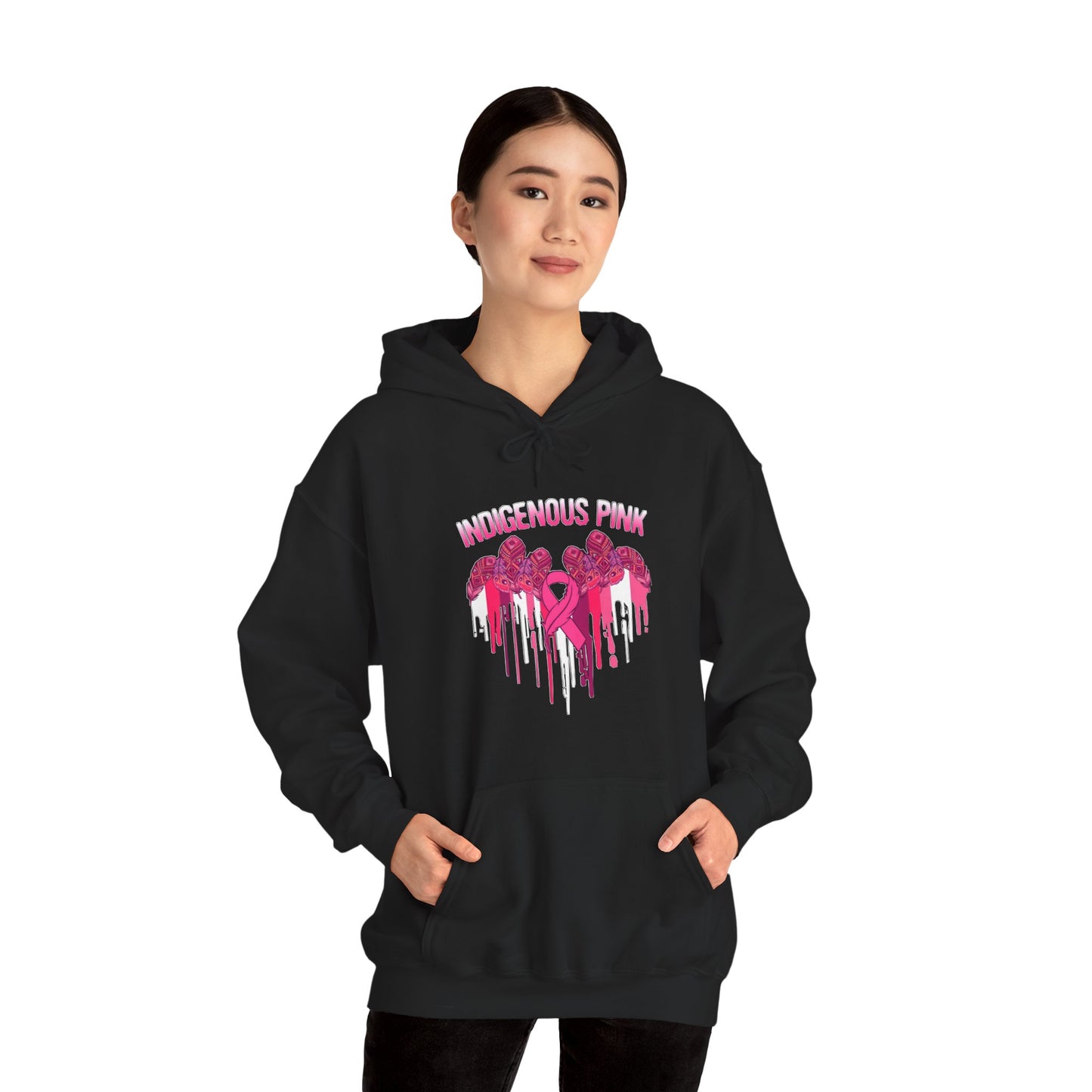 Indigenous Pink Unisex Heavy Blend™ Hooded Sweatshirt, Streetwear Hoodie, Casual Pullover, Gift for Her, Trendy Winter Clothing, Fashionable Layer