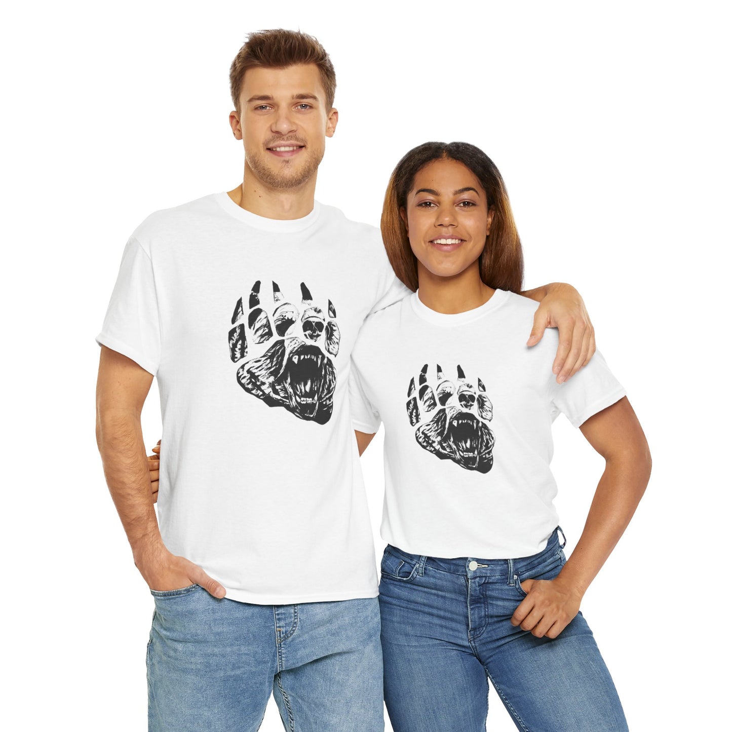 Bear face in bear paw Unisex Heavy Cotton Tee