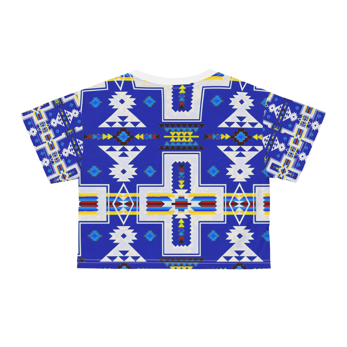 Blue native print Crop Tee (AOP)