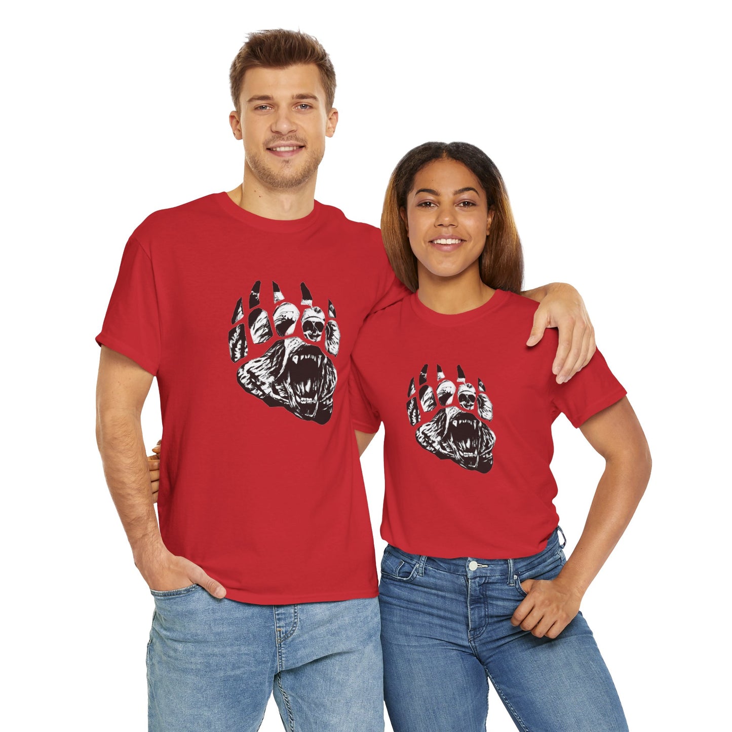 Bear face in bear paw Unisex Heavy Cotton Tee
