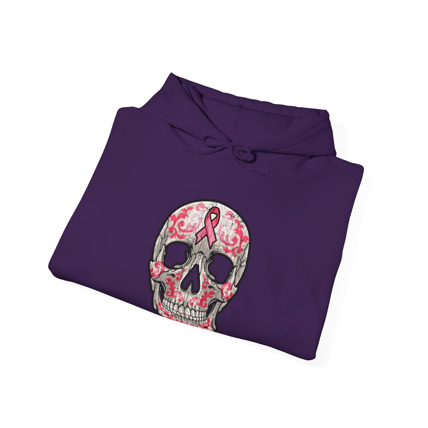 Breast Cancer Awareness Skull Hoodie - Perfect for Support, Gifts, Halloween, Breast Cancer Awareness, Casual Wear