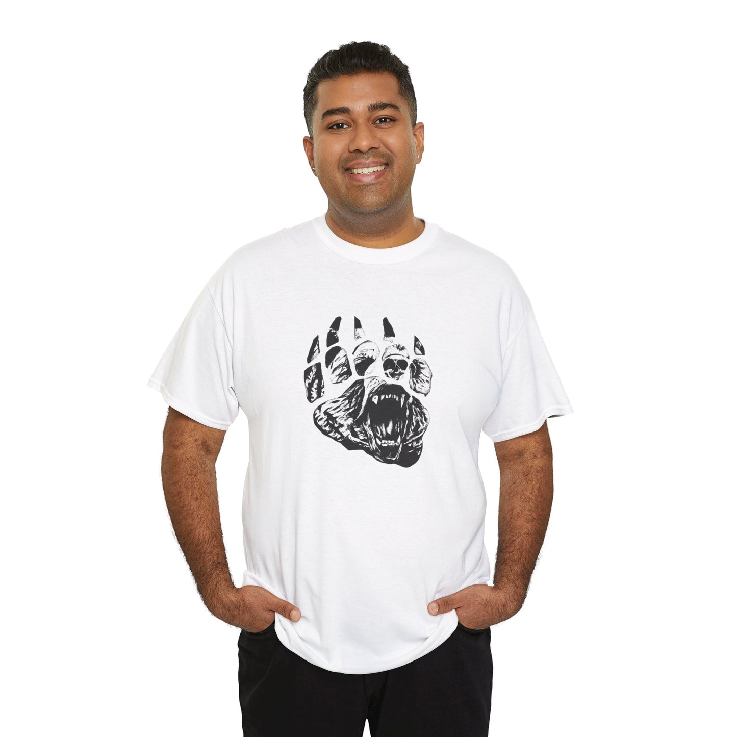 Bear face in bear paw Unisex Heavy Cotton Tee