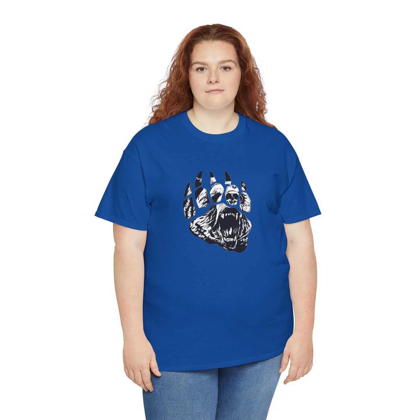 Bear face in bear paw Unisex Heavy Cotton Tee