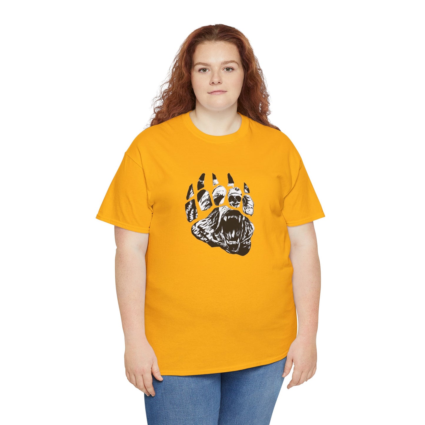 Bear face in bear paw Unisex Heavy Cotton Tee