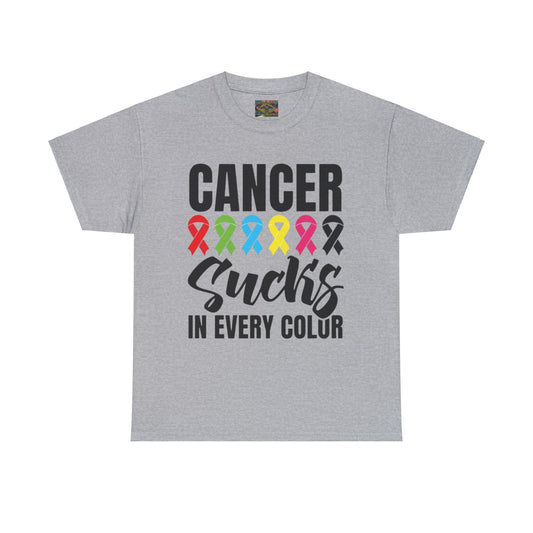 Cancer sucks in every color Unisex Heavy Cotton Tee