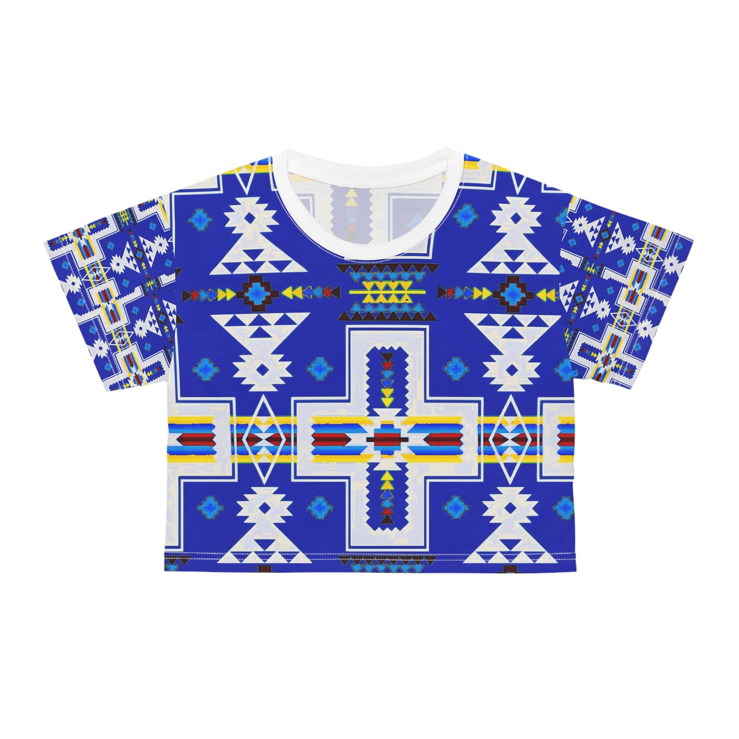 Blue native print Crop Tee (AOP)