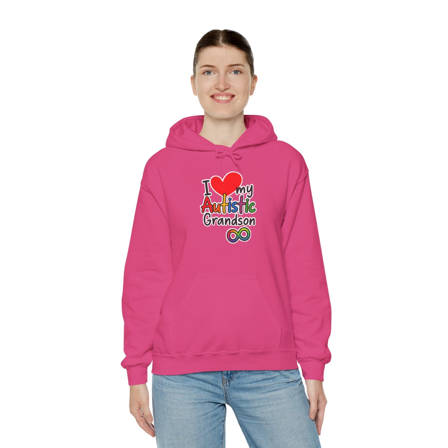 Autistic Grandson Hoodie — "I  LOVE My Autistic Grandson" Colorful Puzzle Infinity Design