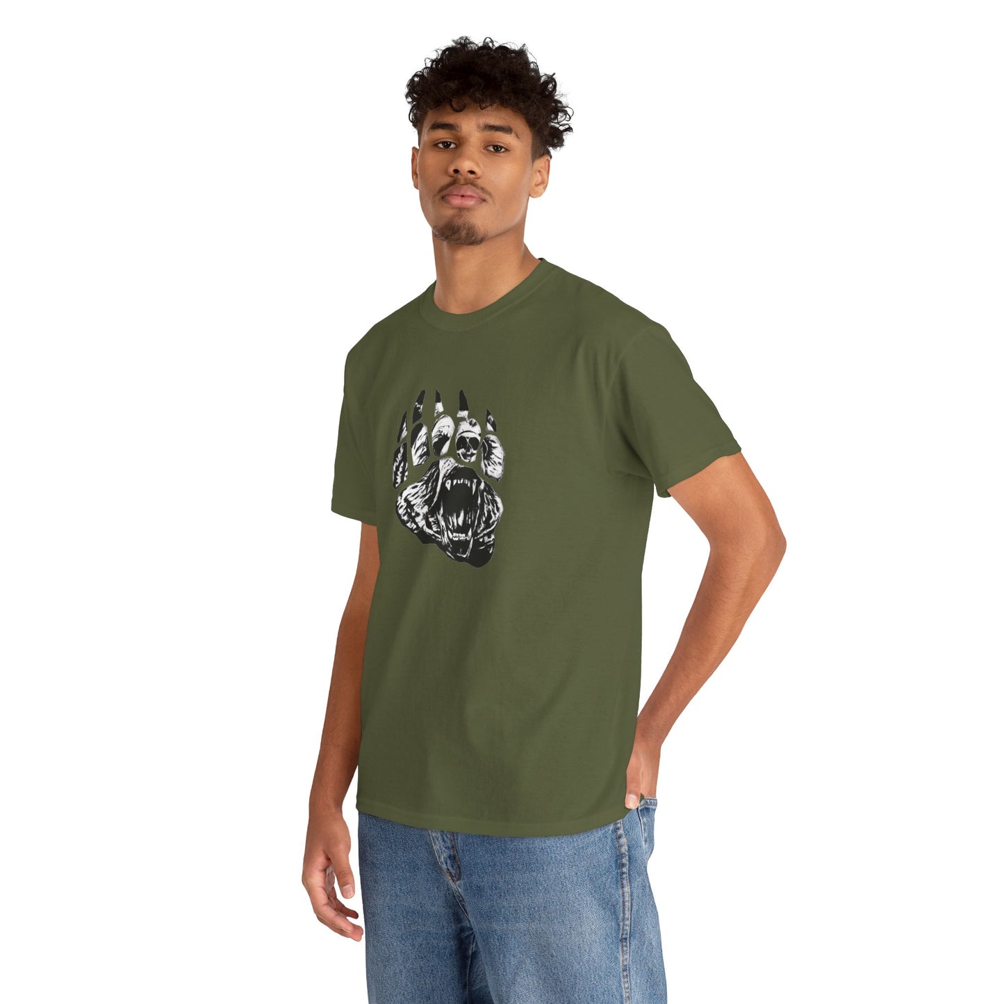 Bear face in bear paw Unisex Heavy Cotton Tee