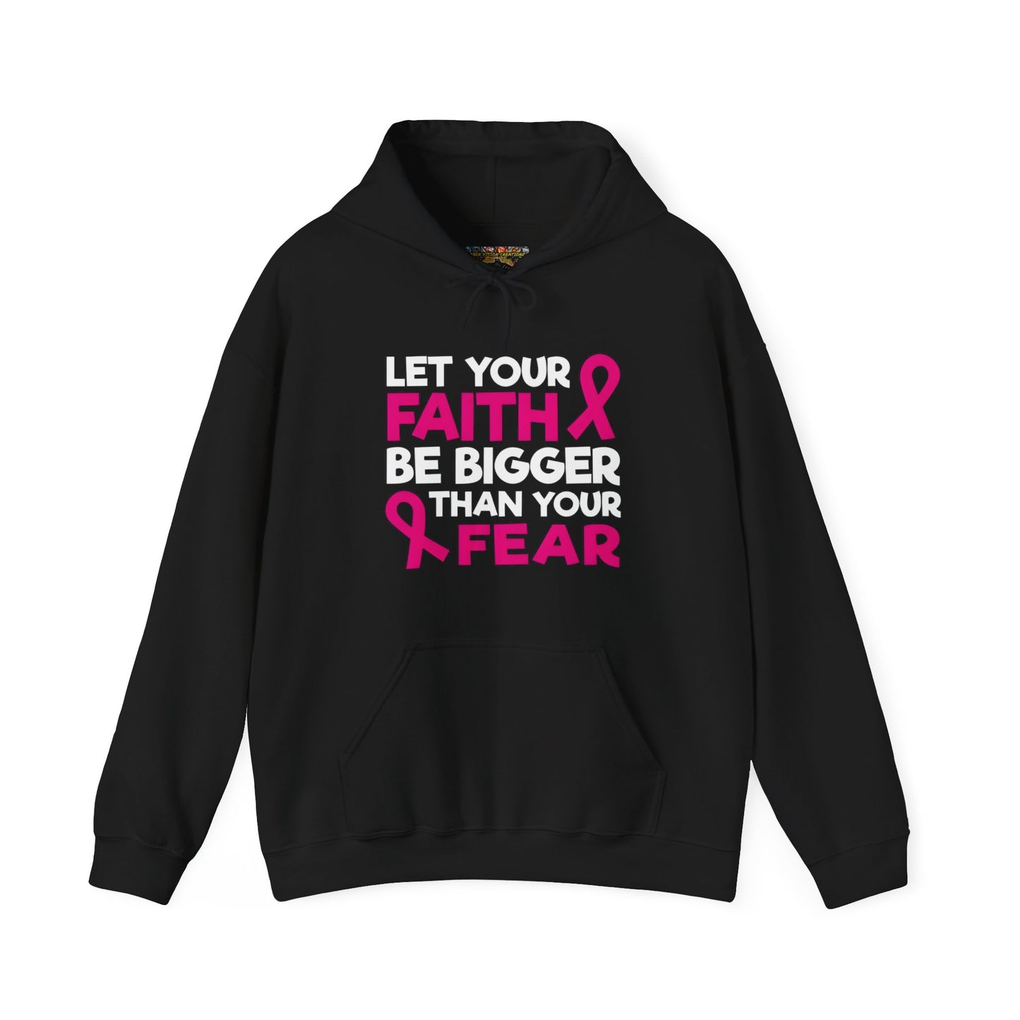 Pink Ribbon Faith Hooded Sweatshirt - Inspirational Gift for Breast Cancer Awareness, Cozy Fashion, Everyday Wear, Supportive Message