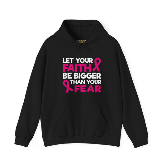 Pink Ribbon Faith Hooded Sweatshirt - Inspirational Gift for Breast Cancer Awareness, Cozy Fashion, Everyday Wear, Supportive Message