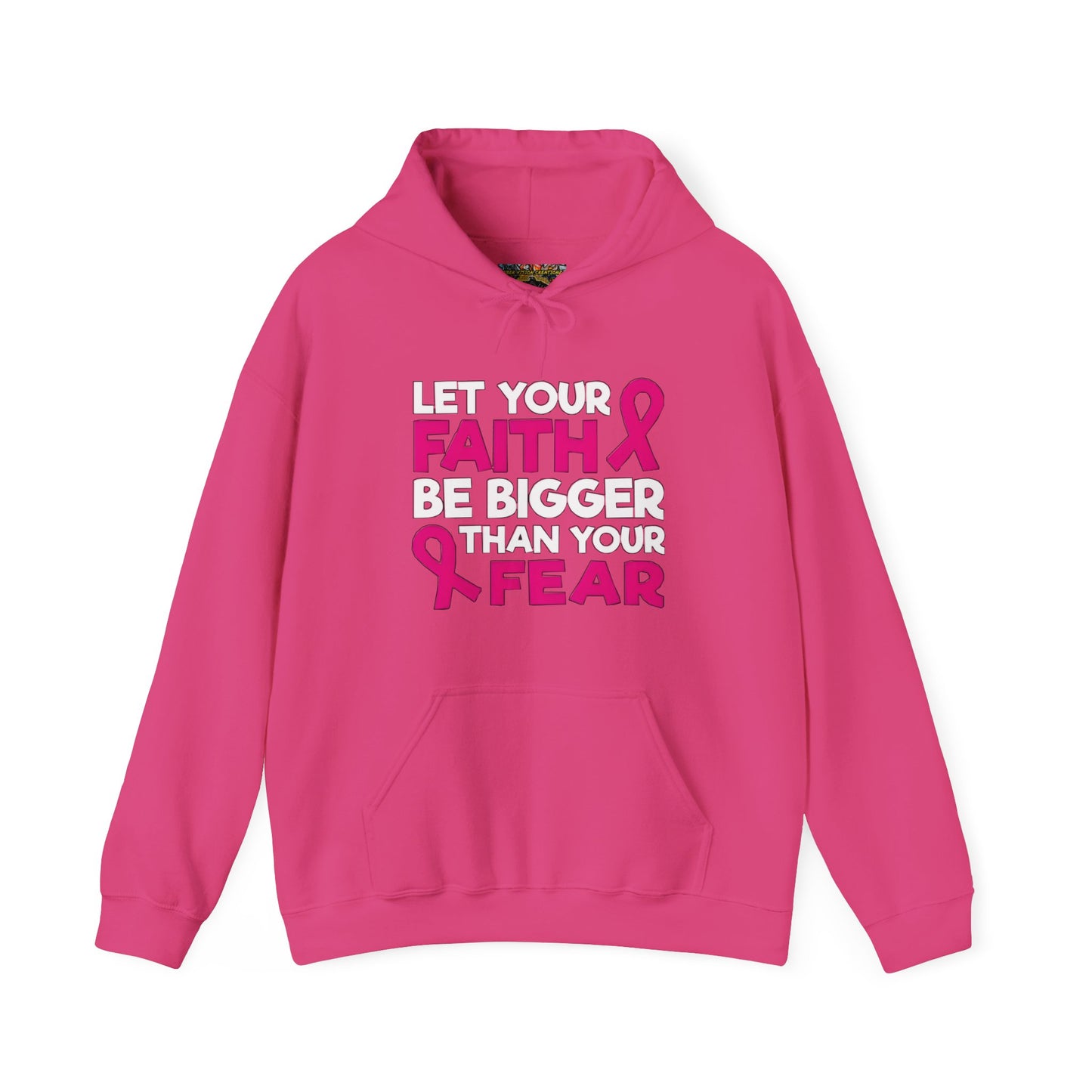 Pink Ribbon Faith Hooded Sweatshirt - Inspirational Gift for Breast Cancer Awareness, Cozy Fashion, Everyday Wear, Supportive Message