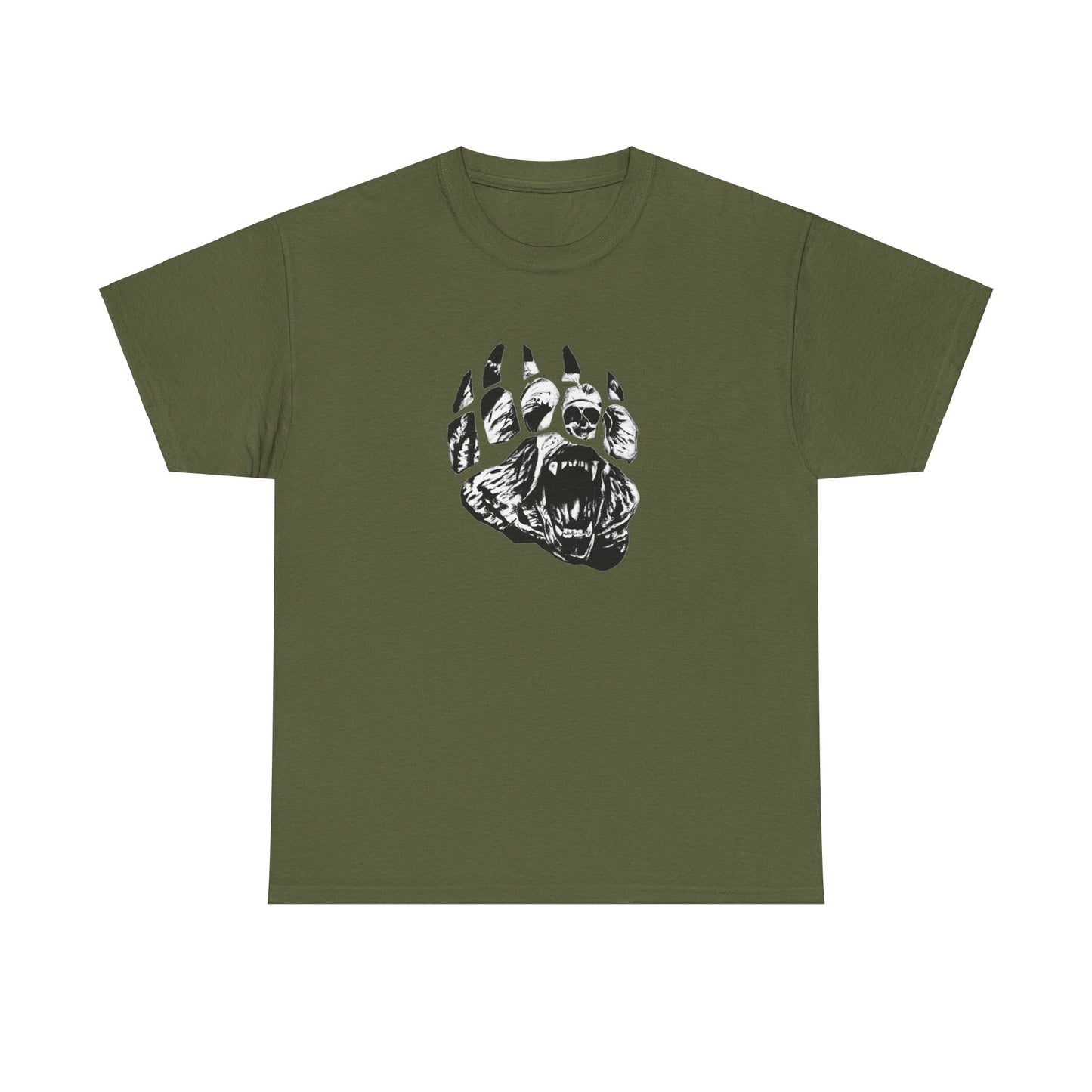 Bear face in bear paw Unisex Heavy Cotton Tee