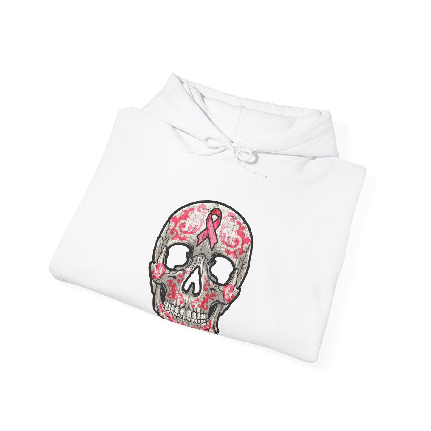 Breast Cancer Awareness Skull Hoodie - Perfect for Support, Gifts, Halloween, Breast Cancer Awareness, Casual Wear