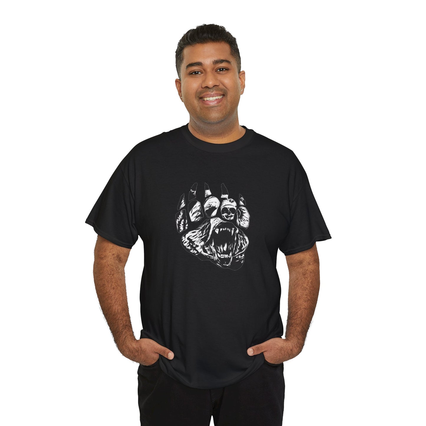 Bear face in bear paw Unisex Heavy Cotton Tee