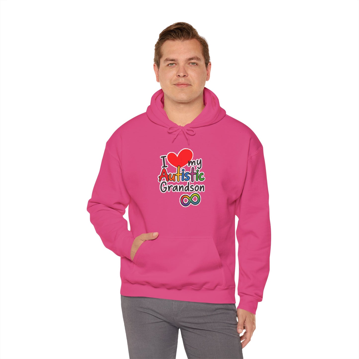 Autistic Grandson Hoodie — "I  LOVE My Autistic Grandson" Colorful Puzzle Infinity Design