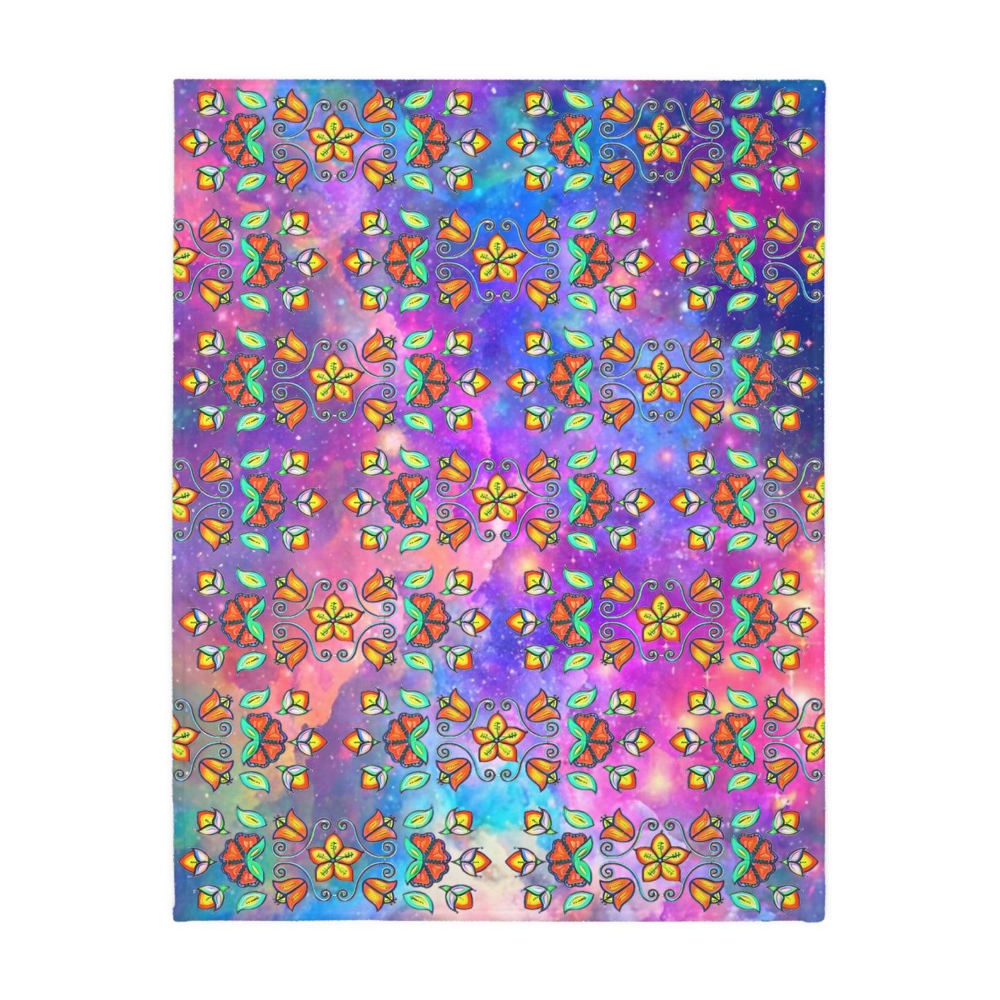 Dreamcatcher/floral design Velveteen Microfiber Blanket (Two-sided print)