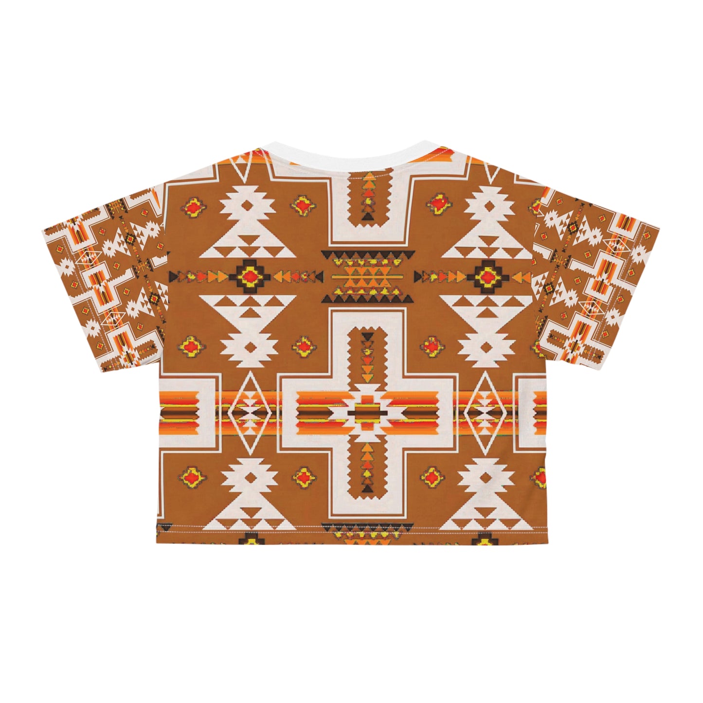 Brown native print Crop Tee (AOP)