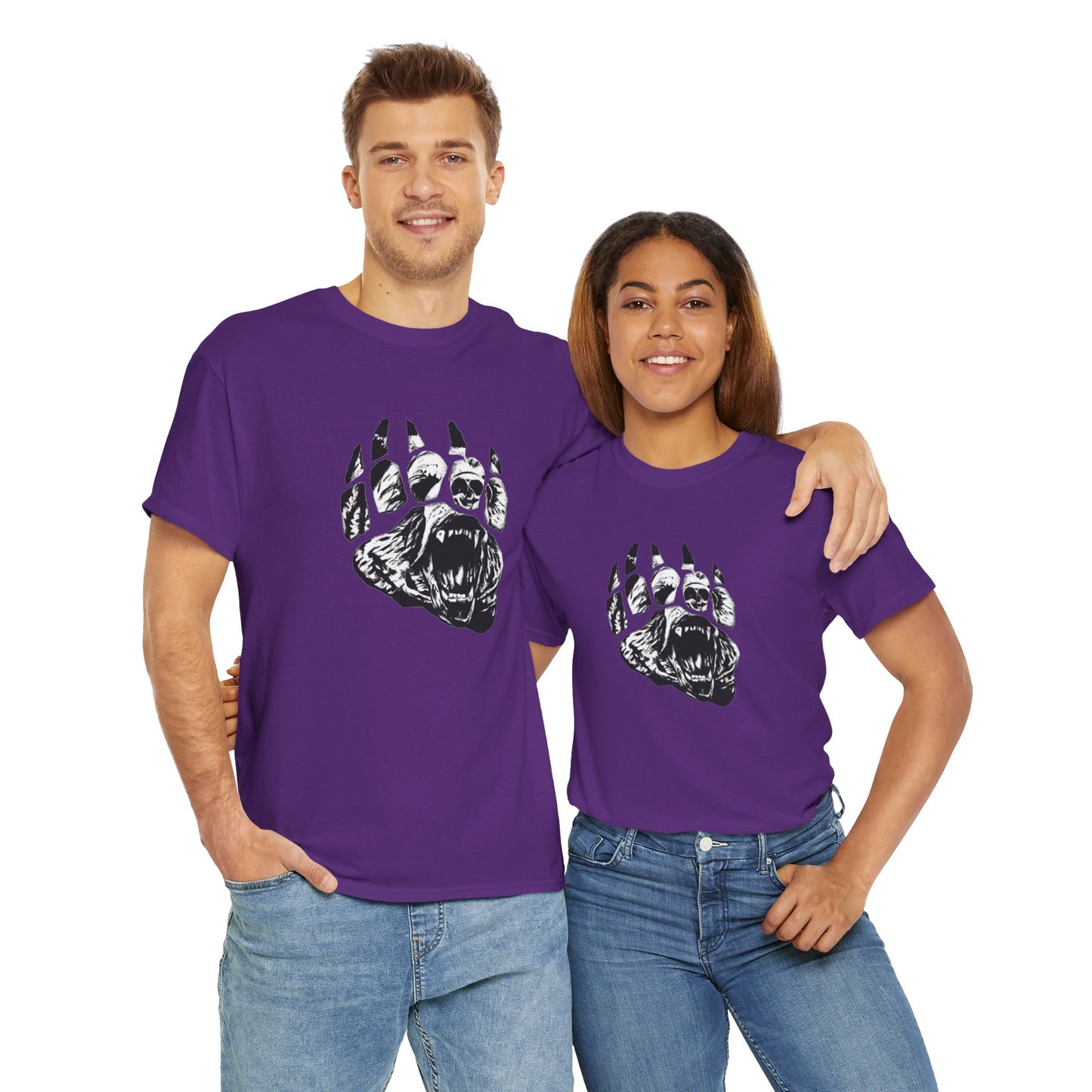 Bear face in bear paw Unisex Heavy Cotton Tee
