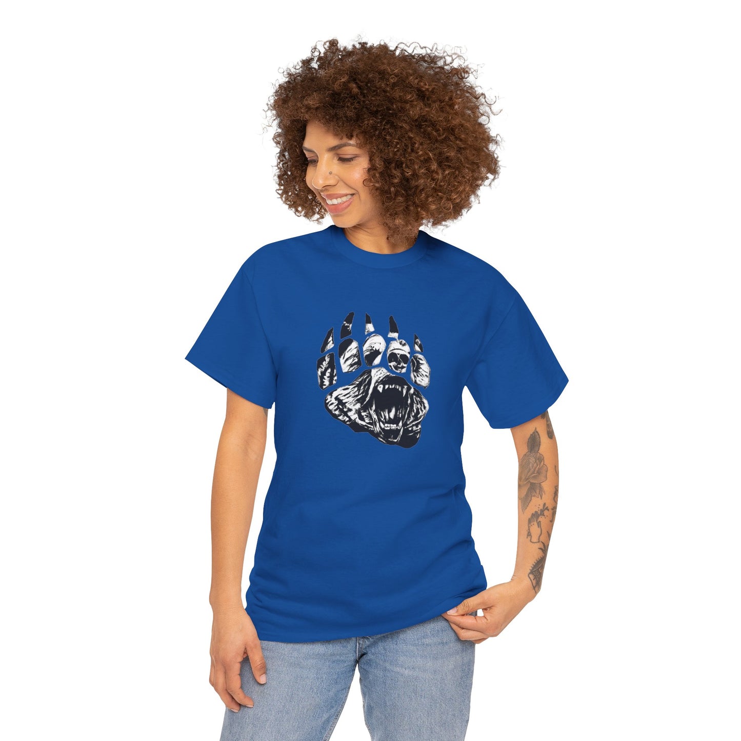 Bear face in bear paw Unisex Heavy Cotton Tee