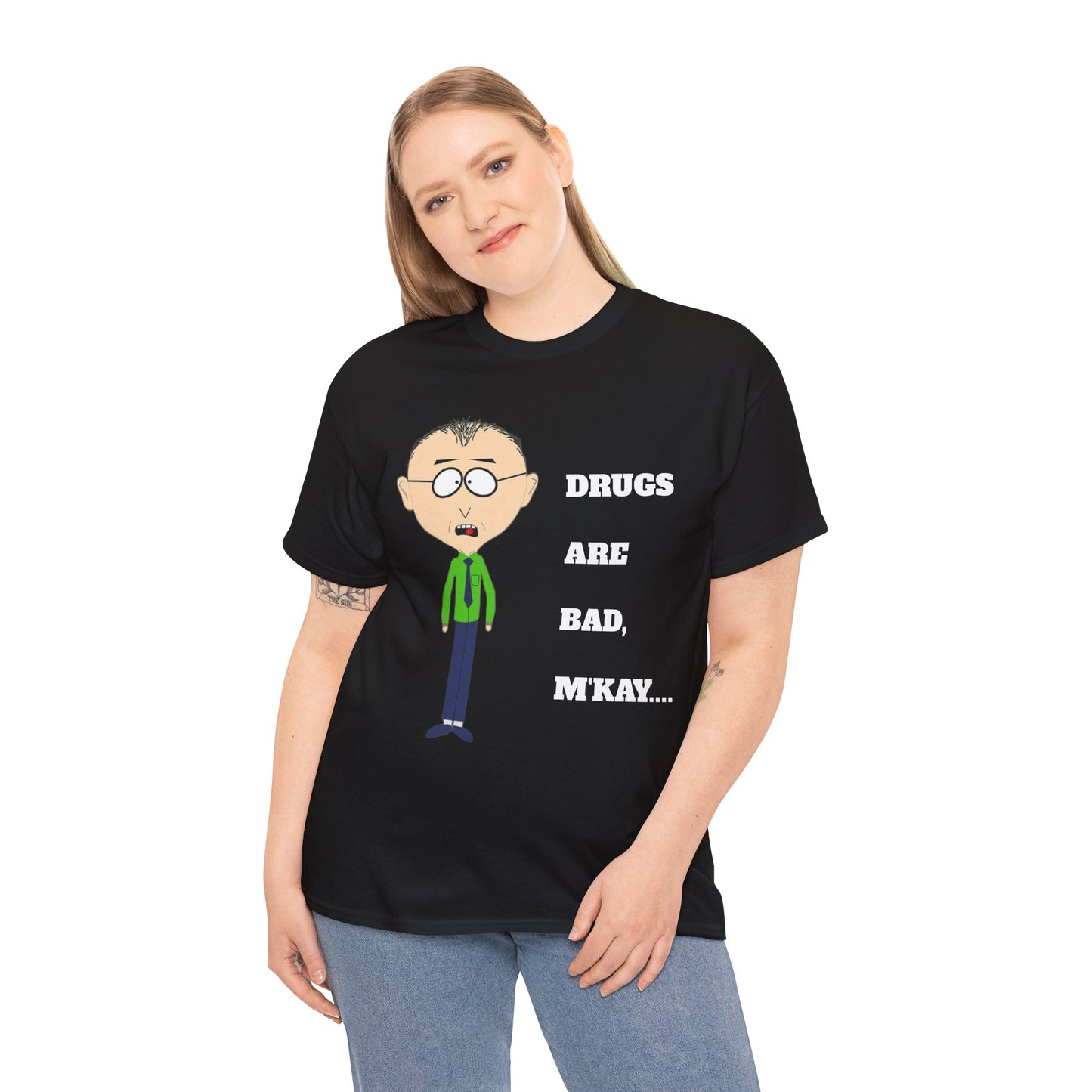 Drugs are bad, m'kay Unisex Heavy Cotton Tee