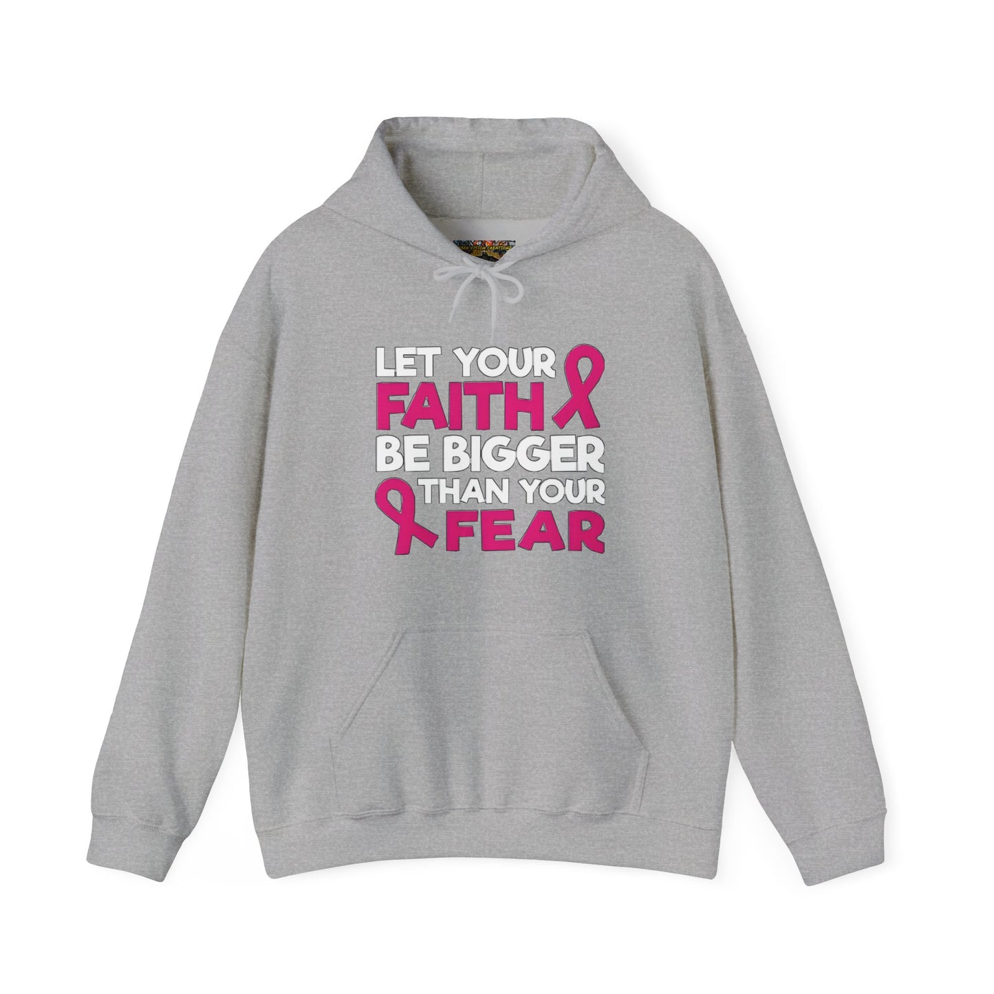 Pink Ribbon Faith Hooded Sweatshirt - Inspirational Gift for Breast Cancer Awareness, Cozy Fashion, Everyday Wear, Supportive Message