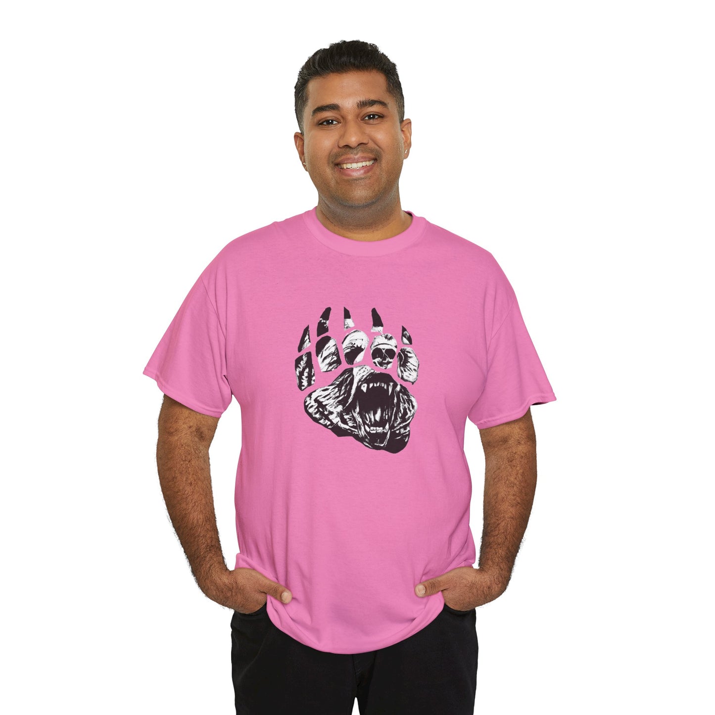 Bear face in bear paw Unisex Heavy Cotton Tee