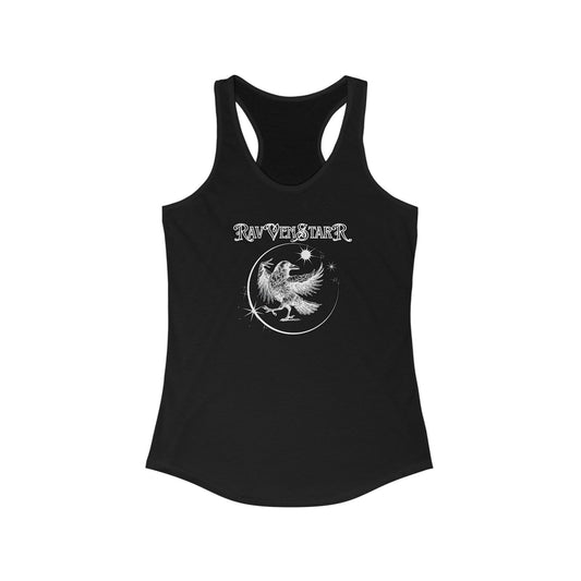 Women's Racerback Tank with Raven Star Design, Boho Style Gym Shirt, Gift for Nature Lovers, Summer Fitness Wear, Festival Outfit