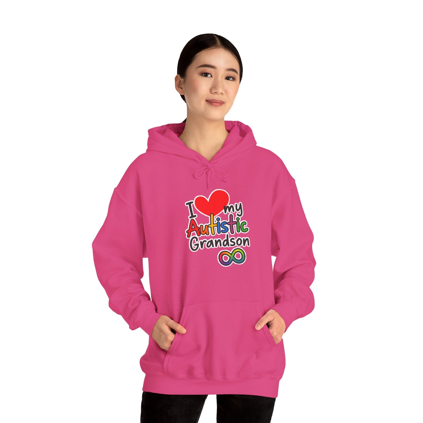Autistic Grandson Hoodie — "I  LOVE My Autistic Grandson" Colorful Puzzle Infinity Design