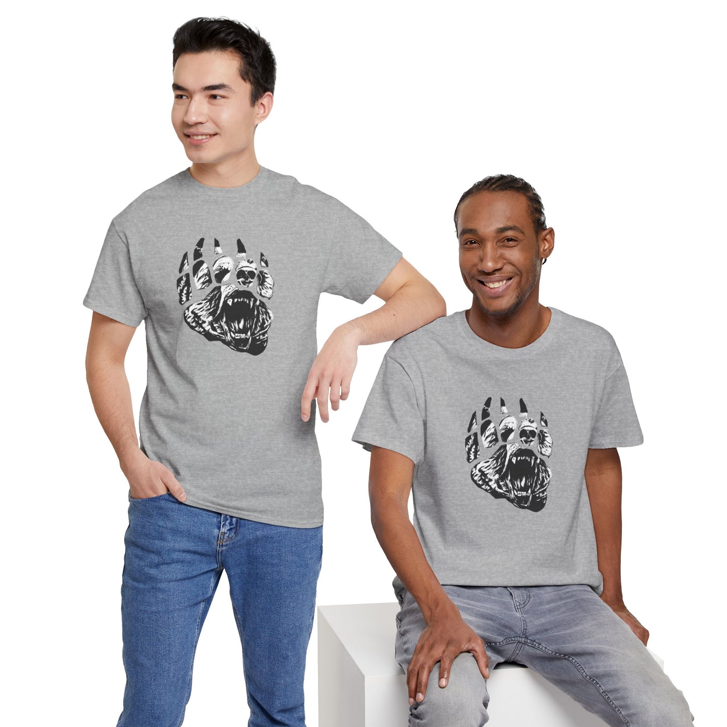 Bear face in bear paw Unisex Heavy Cotton Tee
