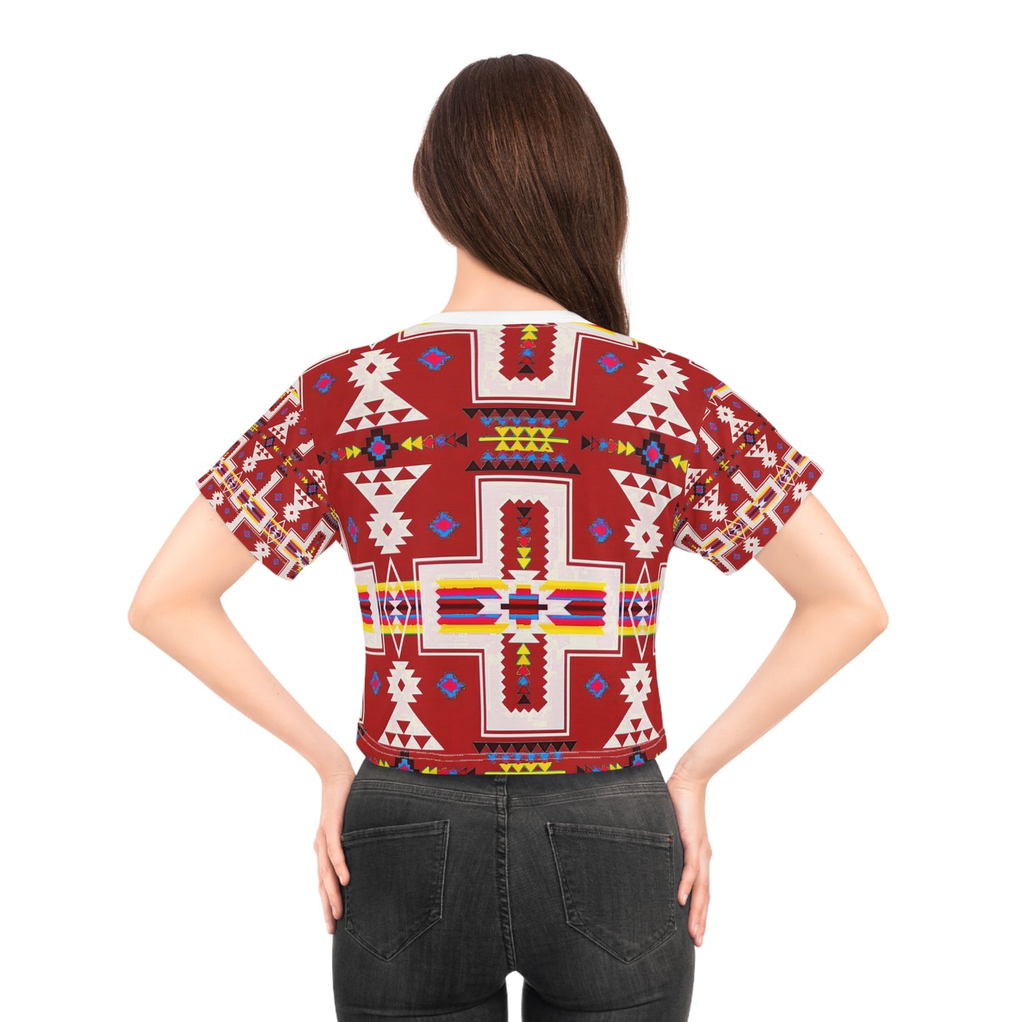 Red native print Crop Tee (AOP)