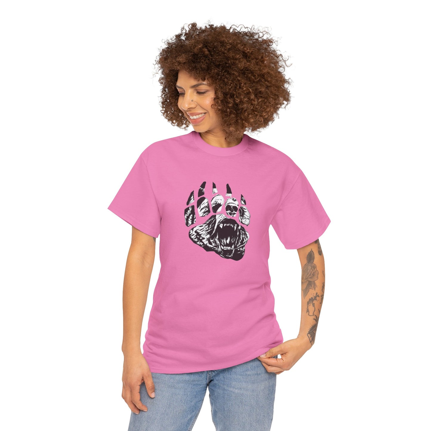 Bear face in bear paw Unisex Heavy Cotton Tee