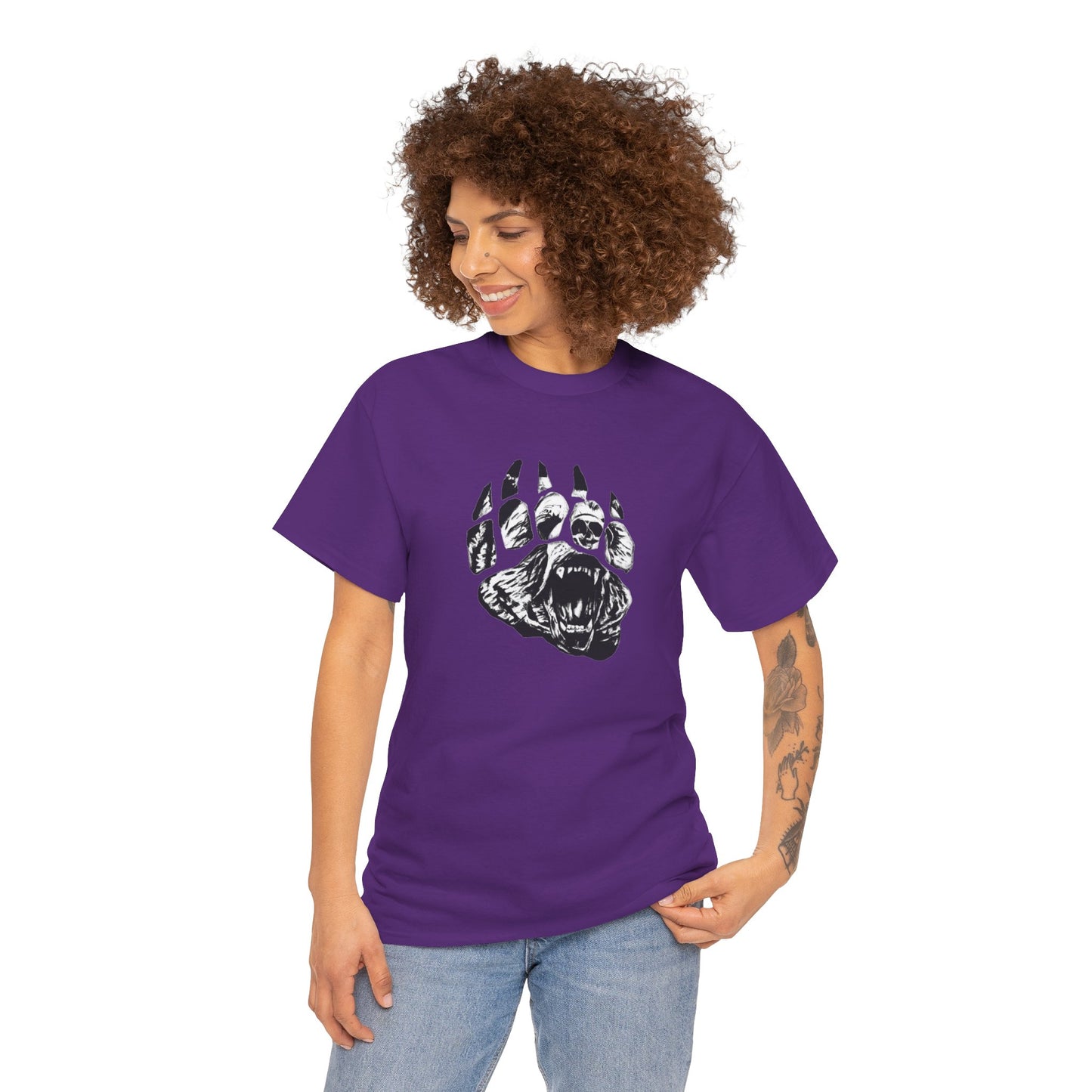 Bear face in bear paw Unisex Heavy Cotton Tee