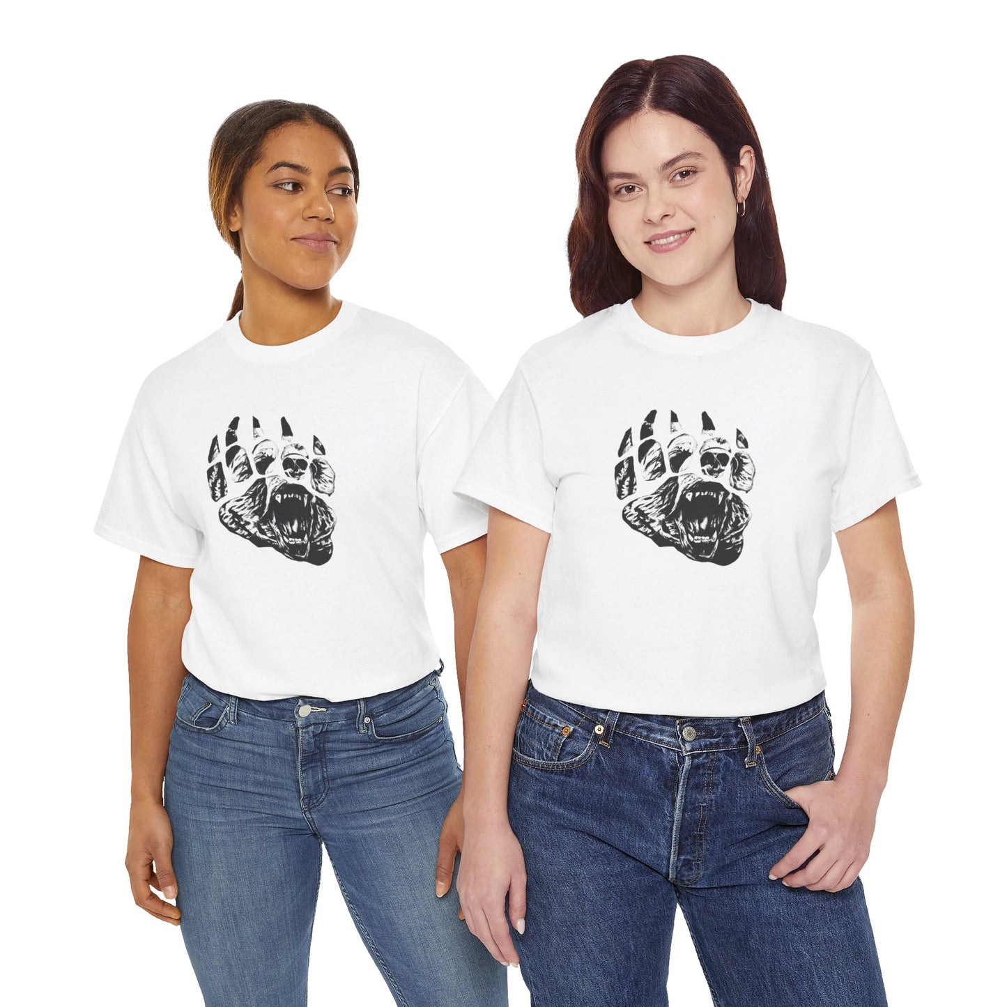 Bear face in bear paw Unisex Heavy Cotton Tee