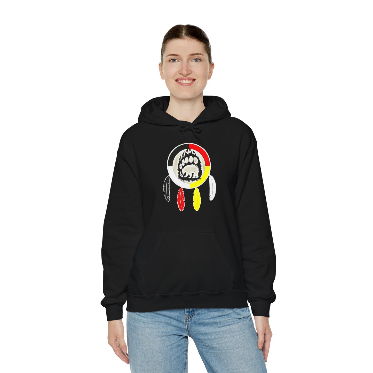 Medicine wheel w/ bear and bear paw Unisex Heavy Blend™ Hooded Sweatshirt
