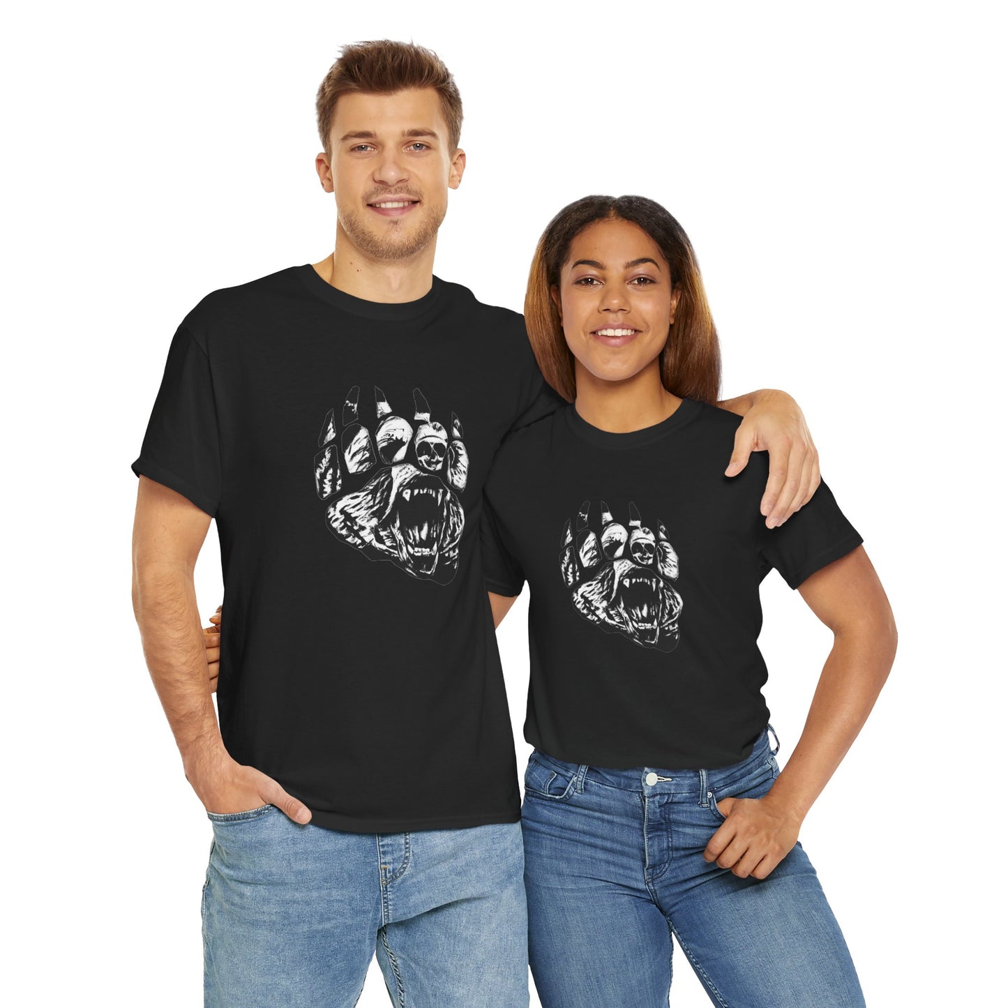 Bear face in bear paw Unisex Heavy Cotton Tee
