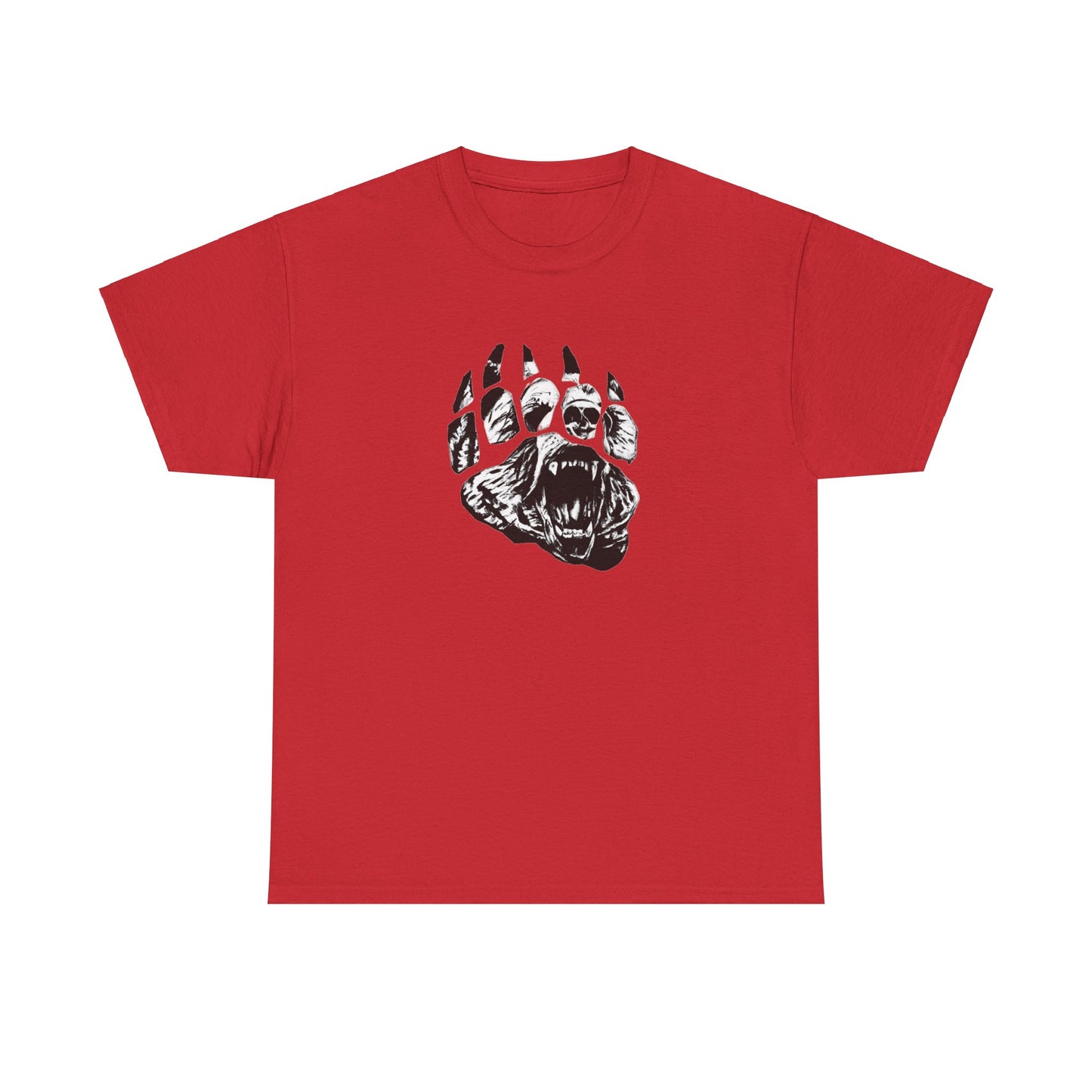 Bear face in bear paw Unisex Heavy Cotton Tee