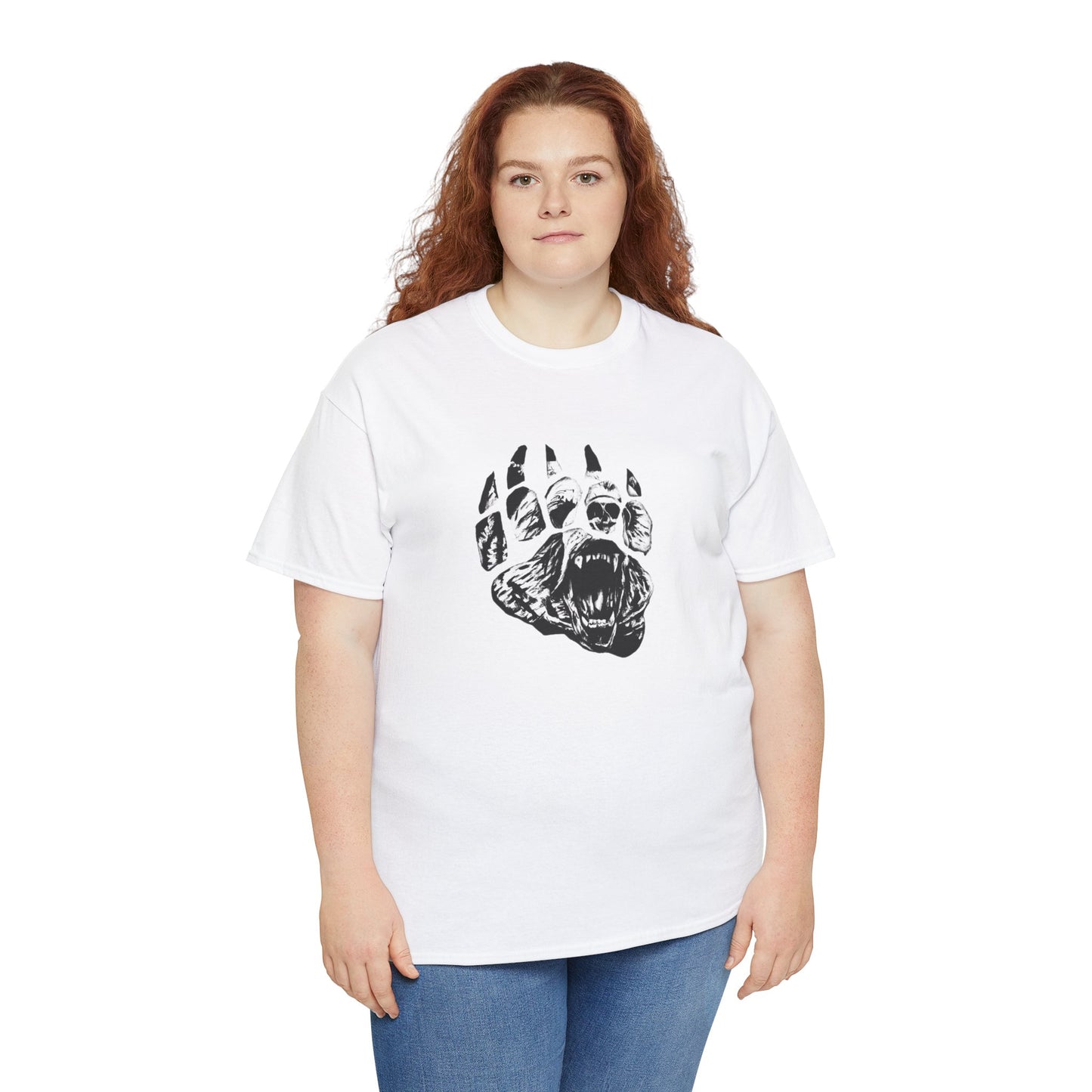 Bear face in bear paw Unisex Heavy Cotton Tee