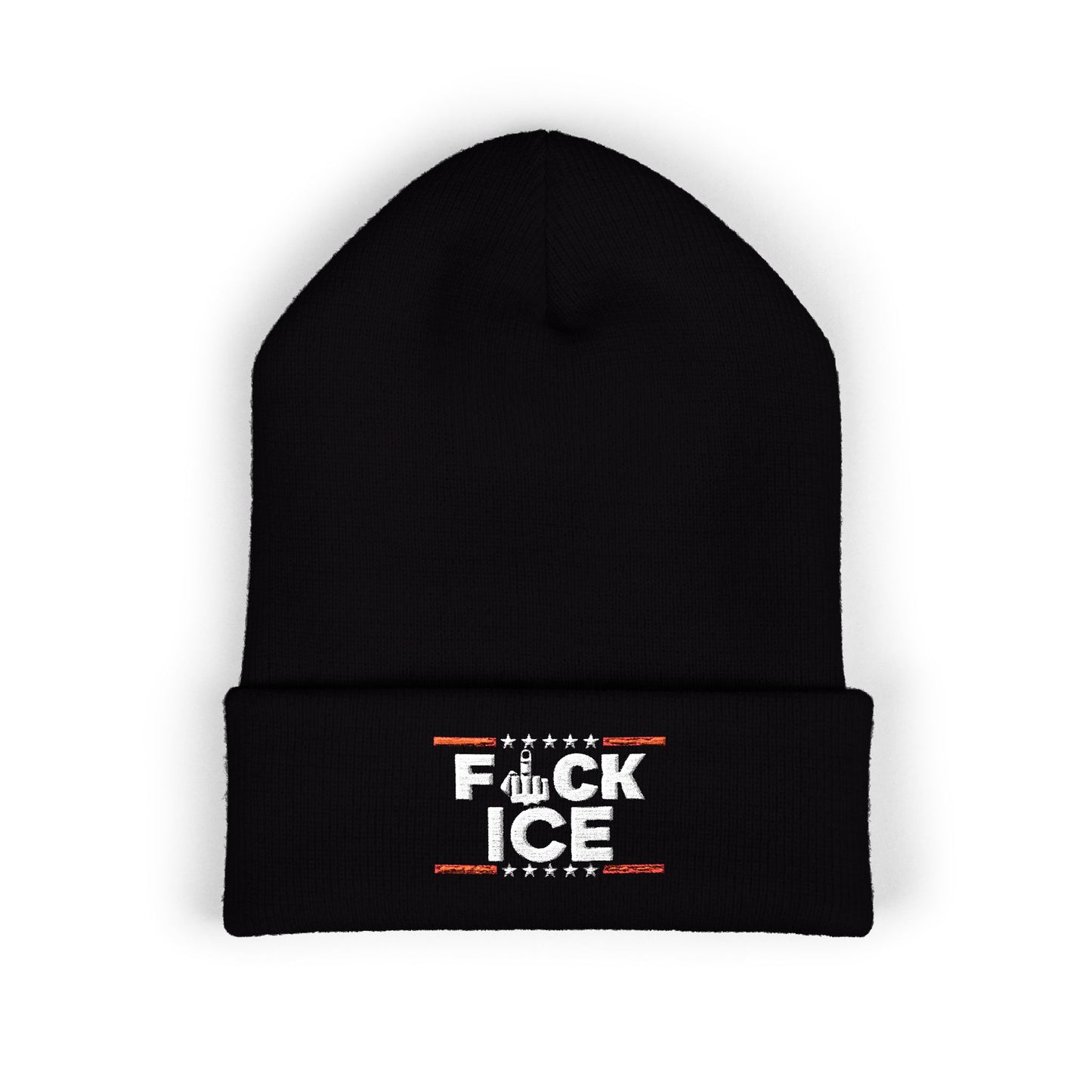 Embroidered 'F*ck ICE' Cuffed Beanie — Protest Winter Hat